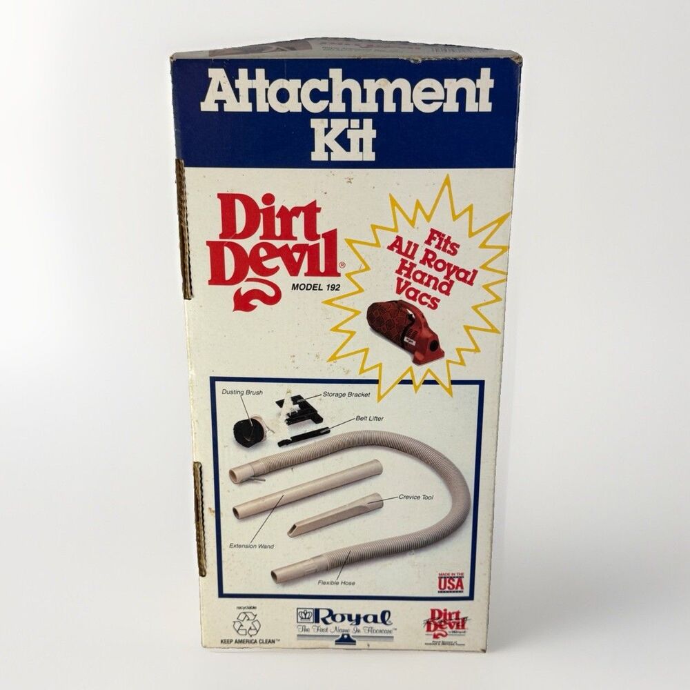 Vintage Dirt Devil 192 Attachment Kit Royal Hand Vac Vacuum Hose Tools OEM Box
